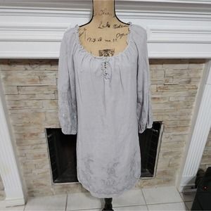 Nurture silver grey embroidered 100% cotton dress size large